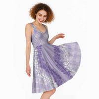 Hawaii Aloha Plumeria Lei Lavender Palaka Midi Dress - Polynesian Pride