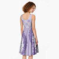 Hawaii Aloha Plumeria Lei Lavender Palaka Midi Dress - Polynesian Pride