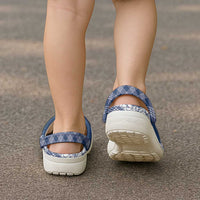 Hawaii Aloha Plumeria Lei Navy Palaka Clogs Shoes - Polynesian Pride