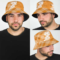 Hawaii Aloha Plumeria Lei Orange Palaka Bucket Hat - Polynesian Pride
