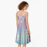 Hawaii Aloha Plumeria Lei Pastel Candy Palaka Midi Dress - Polynesian Pride