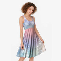 Hawaii Aloha Plumeria Lei Pastel Candy Palaka Midi Dress - Polynesian Pride