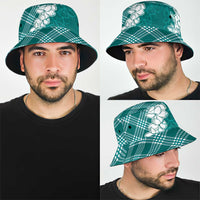 Hawaii Aloha Plumeria Lei Teal Palaka Bucket Hat - Polynesian Pride
