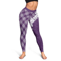 Hawaii Aloha Plumeria Lei Violet Palaka Leggings - Polynesian Pride