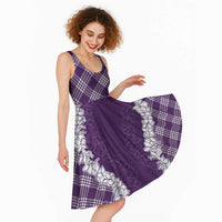 Hawaii Aloha Plumeria Lei Violet Palaka Midi Dress - Polynesian Pride