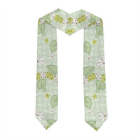 Hawaii Anthurium Tiare Pikake Lei Graduation Stole Sage Green Lauhala Art Pattern LT01 - Polynesian Pride