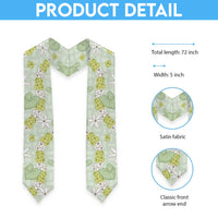 Hawaii Anthurium Tiare Pikake Lei Graduation Stole Sage Green Lauhala Art Pattern LT01 - Polynesian Pride