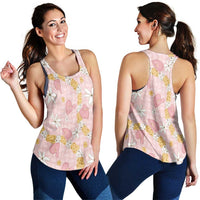 Hawaii Anthurium Tiare Pikake Lei Women Racerback Tank Akala Lauhala Art Pattern LT01 - Polynesian Pride
