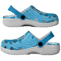 Hawaii Blue Hibiscus Pikake Lei Clogs Shoes - Polynesian Pride