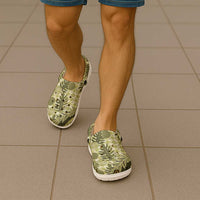 Hawaii Breadfruit Palaka Clogs Shoes Omaomao Maile Lei - Polynesian Pride