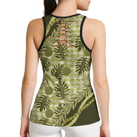 Hawaii Breadfruit Palaka Hollow Tank Top Omaomao Maile Lei - Polynesian Pride