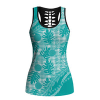 Hawaii Breadfruit Palaka Hollow Tank Top Polu Opal Maile Lei - Polynesian Pride
