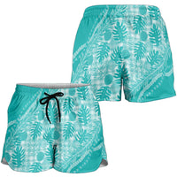 Hawaii Breadfruit Palaka Shorts for Women Polu Opal Maile Lei - Polynesian Pride