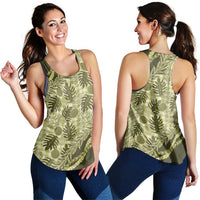 Hawaii Breadfruit Palaka Women Racerback Tank Omaomao Maile Lei - Polynesian Pride