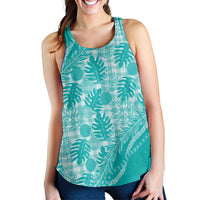 Hawaii Breadfruit Palaka Women Racerback Tank Polu Opal Maile Lei - Polynesian Pride