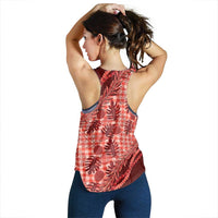 Hawaii Breadfruit Palaka Women Racerback Tank Ulaula Maile Lei - Polynesian Pride