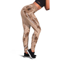 Hawaii Brown Hibiscus Pikake Lei Leggings - Polynesian Pride