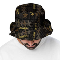 Hawaii Brown Plumeria Lei Black Bucket Hat Frangipani Floral Heritage Art
