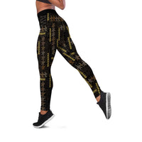 Hawaii Brown Plumeria Lei Black Leggings Frangipani Floral Heritage Art