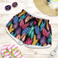 Hawaii Colorful Tropical Leaves Shorts for Women