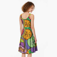 Hawaii Fruits Hippie Style Midi Dress Vibrant Colorful