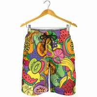 Hawaii Fruits Hippie Style Shorts for Men Vibrant Colorful
