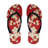 Hawaii Hibiscus Plumeria Red Flip Flops Polynesian Pattern