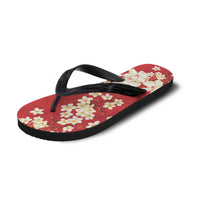 Hawaii Hibiscus Plumeria Red Flip Flops Polynesian Pattern