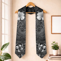 Hawaii Hibiscus With Black Polynesian Pattern Graduation Stole