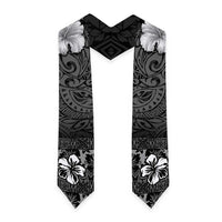 Hawaii Hibiscus With Black Polynesian Pattern Graduation Stole