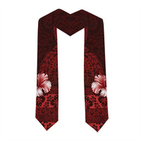 Hawaii Hibiscus With Oxblood Polynesian Pattern Graduation Stole LT05 - Polynesian Pride