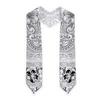 Hawaii Hibiscus With White Polynesian Pattern Graduation Stole