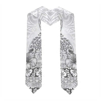 Hawaii Hibiscus With White Polynesian Pattern Graduation Stole