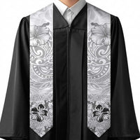 Hawaii Hibiscus With White Polynesian Pattern Graduation Stole
