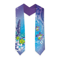 Hawaii Honu Graduation Stole Tropical Flowers Purple Gradient LT05 - Polynesian Pride