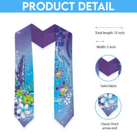 Hawaii Honu Graduation Stole Tropical Flowers Purple Gradient LT05 - Polynesian Pride