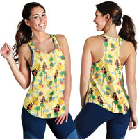 Hawaii Hula Girl Tropical Women Racerback Tank Yellow Palaka