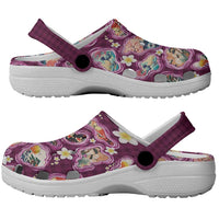 Hawaii Islands Map Design with Japanese Landscape Clogs Shoes Hawaiian Japan Fusion Art Pink Color LT03 - Polynesian Pride