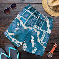 Hawaii Japanese Culture Blue Shorts for Men Spring Cranes Aloha Pattern LT01 Blue - Polynesian Pride