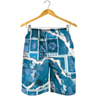 Hawaii Japanese Culture Blue Shorts for Men Spring Cranes Aloha Pattern LT01 - Polynesian Pride