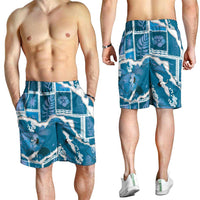Hawaii Japanese Culture Blue Shorts for Men Spring Cranes Aloha Pattern LT01 - Polynesian Pride