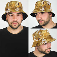 Hawaii Japanese Culture Gold Bucket Hat Spring Cranes Aloha Pattern LT01 - Polynesian Pride