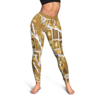 Hawaii Japanese Culture Gold Leggings Spring Cranes Aloha Pattern LT01 - Polynesian Pride