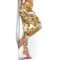Hawaii Japanese Culture Gold Leggings Spring Cranes Aloha Pattern LT01 - Polynesian Pride