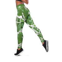 Hawaii Japanese Culture Sage Green Leggings Spring Cranes Aloha Pattern LT01 Sage - Polynesian Pride