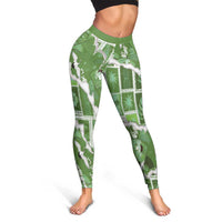 Hawaii Japanese Culture Sage Green Leggings Spring Cranes Aloha Pattern LT01 - Polynesian Pride