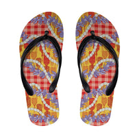 Hawaii Kahili Palaka Motifs Flip Flops Hawaiian Honohono Pikake Lei