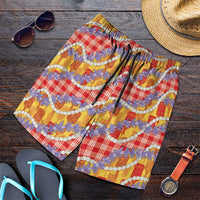 Hawaii Kahili Palaka Motifs Shorts for Men Hawaiian Honohono Pikake Lei