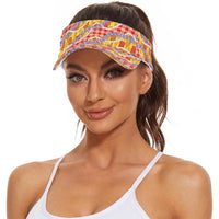 Hawaii Kahili Palaka Motifs Sun Visor Cap Hawaiian Honohono Pikake Lei LT14 - Polynesian Pride
