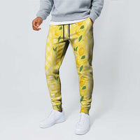 Hawaii Lemon Palaka Jogger Pants Striped Stylized